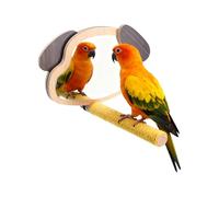 Bird Perch - Parrot Chewing Toy with Puppy Ear Mirror | Interactive Perch Toy with Fun Features & Mental Stimulation for Play Area, Boredom, Parakeets, Cockatiels, Finches and Alone Time