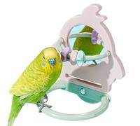 Bird Perch - Parrot Perch Toy | Chew Resistant Bird Perchs | Natural Wood Construction,Colorful Mirror Accessory, Fun Activity Playground For Cockatiels Parakeets Lovebirds Conures Small Mediu