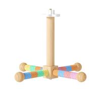 Bird Perch - Rotating Wooden Branches | Interactive Rope Perch 21.5x21.5x16.5cm, Natural Wood Color Stand For Parakeets Parrots Cockatiels Lovebirds Finches Budgies Aviary Cage Accessory