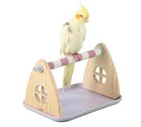 Bird Perch Stand - Interactive Parrots Training Toy, 5-in-1 Enrichment Bird Toys with Paw Grinding Sticks and Droppings Tray | Metal Climbing Perch for Parakeets, Cockatiels, Lovebirds, Conures