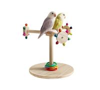 Bird Perch Stand - Natural Wood Rotating Claw Grinding Toy, Windmill Style Exercise Stand, Safe Cage Mount Accessory | Foot Nail Maintenance, Parrot Play Activity, Indoor Comfort, Daily Enrichment