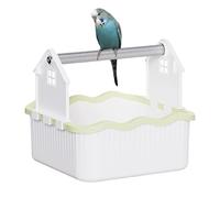 Bird Perch Stand, Parrot Exercise Play, Parrot Cage Playground, Desktop Toy Activity Center for Budgies, Finches, Parakeets, Conures, and Lovebirds, 8.78x8.58x7.68 Inches, White