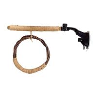 Bird Perch Stand Toy, Suction Cup Wooden Perch Stick with Built In Round Swing, Fun Play and Rest Stand For Macaws Budgies Sparrows and Small Birds, Easy To Install, 9.84 X8.27 X2.64 In