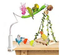 Bird Perch Stand with Swing | Desktop Bird Toy & Stand with Clip Non-Slip Adjustable Macaw Perch | for Sun Conure, Lovebirds, Conure, Budgies, Cockatiel