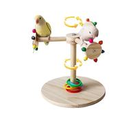 Bird Perch Stand, Wooden Sparrow Paw Grinding Stick Toy, Rotating Windmill Design Claw Grinding Stand, 8.66x8.66x1.97inches Ideal for Cockatiels, Macaws, and Budgies