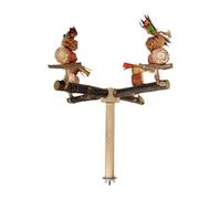 Bird Perch Swing, Rotating Wooden Parrot Gym, Climbing Exercise Toy, MultiLevel Stand for Parakeets, Lovebirds, Cockatiels, Conures, Cage Playtime 26x23x23cm 195g