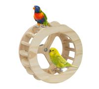 Bird Perch Toy | Rotating Bird Cage Wheel | Wooden Stand Interactive Birds Toy for Parrots, Cockatiels, Parakeets, Canaries, Lovebirds, Pigeons | Exercise Wheel & Stand for Home Cage Play,
