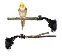 Bird Perch - Wood 20cm Ajustable Suction Cup Stand Set of 2 | Window Bird