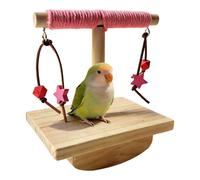 Bird Perch - Wooden Training Stand with Rocking Design, Natural Wood Build | Parakeet Cockatiel Enrichment Toy For Macaw, Conure, Budgies, Indoor Play, Training, Home Tabletop Use