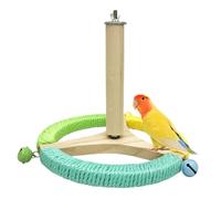 Bird Perches For Cage - Wood 21x19cm | Wooden Parrot Perch Interactive Toy with Rotating Enrichment Wheel | Parakeet Lovebird Cage Accessory For Fun Exercise and Bird Play