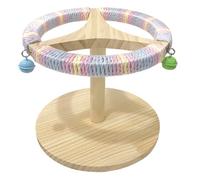 Bird Perches For Cage - Wood 21x19cm | Wooden Parrot Perch Interactive Toy with Rotating Enrichment Wheel | Parakeet Lovebird Cage Accessory For Fun Exercise and Bird Play