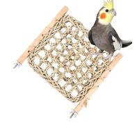 Bird Perches for Cage - Wood Climbing and Chewing Stand, Conure Ladder Perch with Straw Rope Platforms | Hand-Woven Trapezoidal Perch for Cockatiel, Lovebird, Canary, Finch | Exercise and Chewing Rack
