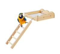 Bird Perches For Cage - Wood Stainless Steel 27x10.7cm Ladder, 18.6x16.3cm Terrace | Wooden Play Toy, Bird Play Gyms, Climbing Ladder | Ideal For Parakeet, Conure, Cockatiel, Gerbil, Chinchilla