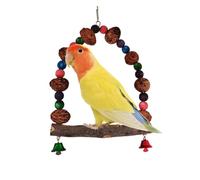 Bird Perches for Cage - Wood Swing for Parrots | Bird Perch | Birds Cage Sticks | Birds Chew Toys with Colorful Beads | Rattan Ball Toys Stand Tôys fôr Playground Indoor Outdoor Training Nesting