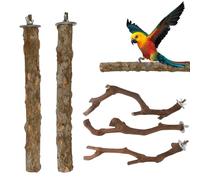 Bird Perches For Parakeets - 5-Pieces Interactive Play Wooden Toys, Perch Sticks Cage Mounted | Climbing Training Entertainment Set Aviary Playground Accessory | For Conures Cockatiels Budgies Cotor
