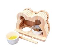 Bird Perches - Splash-Proof Ceramic Water Bowl, Hangable Wooden Bird Cage Perch, Natural Wood Feeding Stand | For Parakeet Cockatiel Conure Pet Foraging Training Playground
