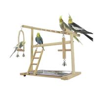 Bird Playground - Parakeet Climbing Toys | Ladders Swings with Removable Stainless Tray, Wood Chewing Stand For Indoor Cage Accessories, Stand, Bird Perch Gym