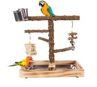 Bird Playground, Parrot Gym Playstand with Feeder Cups, 14.02x10.24x13.39 Inch Interactive & Outside Activity, Chew Resistant Training Toy for Parakeet Feeding, Indoor, and Outdoor