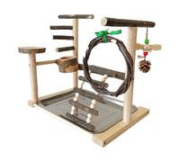 Bird Playground, Parrot Perch Stand, Tabletop Cage Accessory, Bite Resistant Toy Set, Interactive Training Station for Budgies, Cockatiels, Conures, Small Pet Birds Indoors 15.75x10.63x1.57 Inches