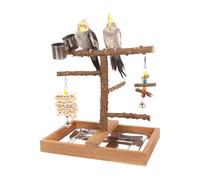Bird Playground, Parrot Playground with Feeder Cups, Chew-Resistant Parakeet Gym Playstand Toys, Ideal para Feeding Training Outside Indoor Play, 14.02x10.24x13.39 pulgadas