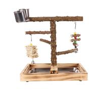 Bird Playground, Parrot Playstand with Feeder Cups, Chew-Resistant Design, Parakeet Gym Toys, 14.02x10.24x13.39 Inches, Ideal for Feeding, Training, Indoor & Outdoor Use