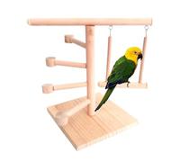 Bird Playground, Safe Cockatiel Toys, Wood Parakeet Perch, Multifunctional Natural Bird Stand, Cage Accessories for Cockatoos, Budgies, Professional Use, 5.91x6.5x9.25 Inches