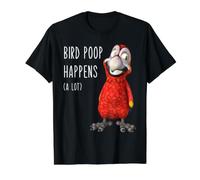 Bird Poop Happens A Lot Funny Guacamayo Parrot Cita Diciendo Broma Camiseta gráfica económica, Hombre, Negro, XL