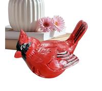 Bird Resin Decor Set, Red Decorative Bird Figurines Statue, Artistic Sculpture Ornament System with Detailed Design Style, Lightweight Home Display Accent Use, Minimal Nature Style Use, Indoor