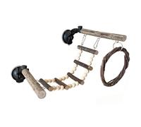 Bird Rope Ladder | Wooden Flexible Interactive Suction Cup Perch, Bird Ladder Bridge Exercise Toy For Lovebirds Goldens Parakeet Conure Cockatiel Use, Fun Piece For Daily Play and Simple