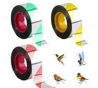 Bird Scare Tape, dellyy Paquete de 3 Cinta Repelente de Aves de Colores, 2.4cm*100m, para Jardines, Huertos, Miradores, Balcones, Terrazas y Casas, Protección contra Gorriones, Palomas