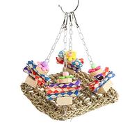 Bird Seagrass Swing Mat, Hamaca de Cuerda de Hierba Marina, 19x19x22cm - Material Seguro y Natural, Diseño Colgante para Parrots y Aves, Estimula y Alivia el Aburrimiento