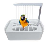 Bird Shower Bath, Automatic Water Cycle Bathtub with Multiple Faucets, for Small & Medium Birds - Power Plug Pet Bathtub for Cockatiels, Parakeets, Lovebird & Budgie (White)
