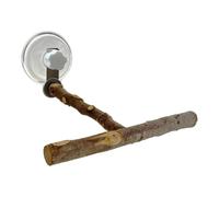 Bird Shower Perch - Suction Cup Portable Wood Stand with Poop Tray