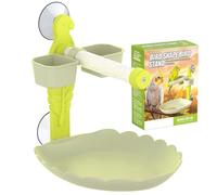 Bird Stand, Heavy Duty Suction Cup Bird Play Stand with Feeding Bowls
