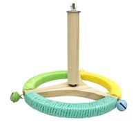 Bird Stand Perch Toy, Interactive Wooden Parrot Perch with Rotating Exercise Wheel, Enrichment Bird Cage Accessory for Parakeets, Cockatiels, Lovebirds, Budgies, 0.2-0.98 Inches