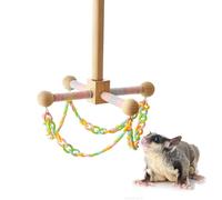 Bird Swing for Cage - Wood PP Cotton Linen Rope | Small Pet Cage Wooden Swing Toy, Wooden Guinea Exercise Toy | for Hamster Gerbil Ferret Hedgehog Guinea Chinchilla Parakeet Cockatiel Conure