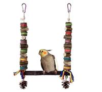 Bird Swing, Hangable Cockatiel Cage Toy, Interactive Lovebirds Chewing Swing, Garden Parrot Porch Parakeet Accessory for Fun and Exercise, 345g, 16.54x9.84x0.39 Inches