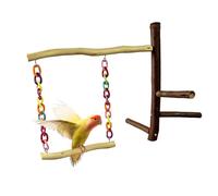 Bird Swing Perch Toy - Parrot Hanging Play Stand for Cage Activity | Natural Wood Rope Design with Climbing Balance Ejercise Resting for Small Birds Parakeet Cockatiel Lovebird