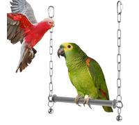 Bird Swing - Stainless Steel Large Perch | Cockatiel Swing with Bell for Play Exercise | Conure Cockatiel Lovebird Canary Macaw African Grey Cockatoo Cage Accessory