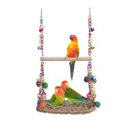 Bird Swing Toys - Parrot Swing | Bird Swings Conure Toys with Perch | Standing Hammock Bed Chew Toy | Seagrass Woven Pet Supplies for Conure Finches Parrot Cockatiel Lovebirds Exercise