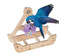 Bird Swing - Wooden Rocking Swing Cage Accessories | Safe Material Fun Enrichment Design Multi-Purpose Use for Pets Hummingbirds Exercise Backyard Play Climbing Foraging
