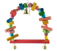 Bird Swings For Parakeets, Wooden Bird Swing Perch with Bell, Decorative Pet Chewing Toy, Standing Rod For Lovebird, Conure, Finches, and Cockatiel, Ideal For Cage Entertainment.