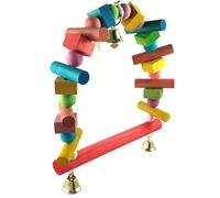 Bird Swings for Parakeets, Wooden Perch with Bell, Decorative Pet Chewing Toy, Standing Rod to Lovebirds, Conures, Finches, Cockatiels, Interactive Bird Play