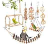 Bird Swings Perch - Rama de madera colgante, Multi colores de trituración de engranajes, Escalera de escalada, herramientas de actividad de estimulación mental | Secure Cage Accessory, For Finches