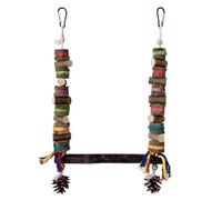 Bird Swings, Perch Toy, Interactive Wooden Hanging Chew Accessory Budgies Cockatiels, Colorful Bird Cage Decor with Hooks, Parrot Swing Set for Aviary Garden Porch, 16.54x9.84inch