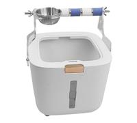 Bird Toilet Stand with Bucket - ABS Acrylic Stainless Steel 17.5-22x17.5-22x21.5-30cm | Standing Perch For Targeted Defecation | Parakeet Paw Grinding and Climbing Station For Parrots, Budgies