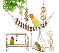 Bird Toys, Avian Multifuncional, 8 Piece Toy Set, 21 Inch High Tension Ladder with Reinforced Swings, Professional Grade Enrichment Supplies for Cockatiel Cage, Bird Toys for Training Biting