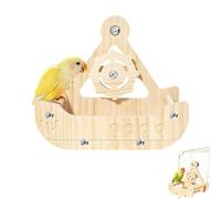 Bird Toys For Parakeets - Exercise Wheel Cockatiel Toy, Fun Pirate Ship Natural Wooden Perch, Birds Cage Toys | For Small Parrots Canaries Nesting Living Room Home Indoor Aviary Garden Pet