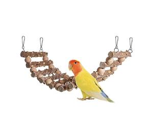 Bird Toys For Parakeets - Wooden Swing Hammock Stand, Avian Recreation Gym, Bird Ladder Toys Cage Accessories | Poultry Perch Set For Finch African Grey Cockatoo Cockatiel Conure Budgerigar Mynah Maca