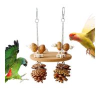 Bird Toys for Parrots - Natural Pine Cone & Cork Perch | Chewing & Foraging